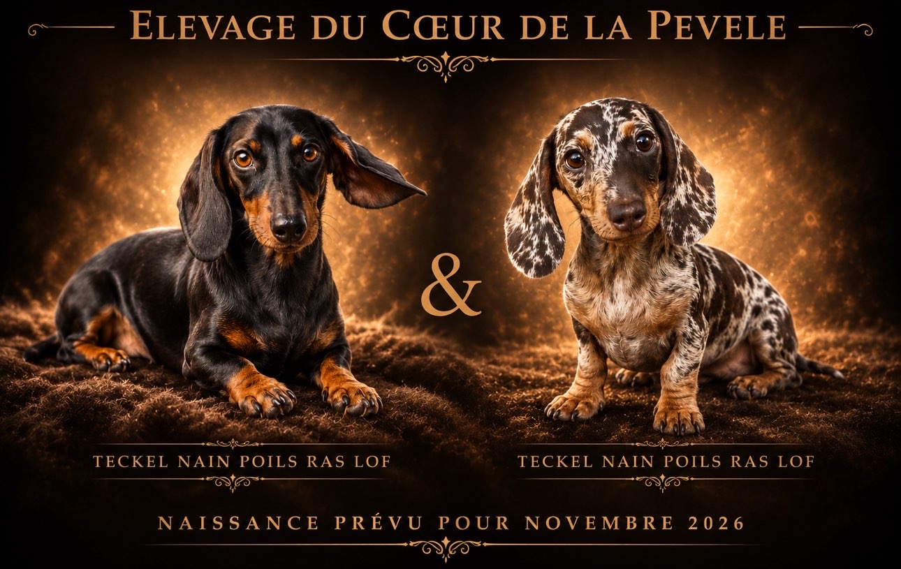 Visuel de la portée de Vendetta, Teckel nain à poil ras LOF, naissance prévue en novembre 2026